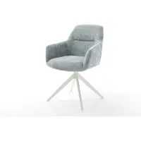 DELIFE Sedia girevole Pejo-Flex Chenille Blu pastello Base a croce larga Bianca Girevole a 360° Funzione oscillante Materasso a molle insacchettate