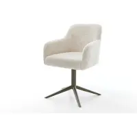 DELIFE Sedia girevole Greg-Flex Plüsch Bianco crema Base con effetto finitura titanio Girevole a 360° Funzione oscillante Molle insacchettate