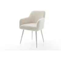 DELIFE Sedia da pranzo Greg-Flex, rivestita in velluto color crema-bianco, con struttura a 4 gambe coniche in acciaio inossidabile e imbottitura a molle insacchettate
