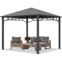 TOOLPORT Gazebo da giardino 3x3 m tetto hardtop in acciaio senza teli laterali, profilo ca. 90x90 mm