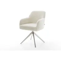 DELIFE Sedia girevole Greg-Flex Tessuto peluche Beige Base a croce larga in acciaio inox Girevole a 360° Funzione oscillante Molle insacchettate
