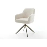 DELIFE Sedia girevole Greg-Flex Plüsch bianco crema Base a croce larga Finitura effetto titanio Girevole a 360° Funzione oscillante Molle insacchettate