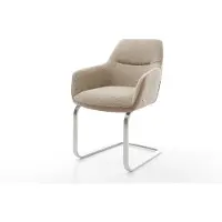 DELIFE Sedia a sbalzo Pejo-Flex, mix di materiali, color argilla, base a sbalzo piatta, acciaio inossidabile, molle insacchettate