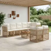 Prolenta Maison Exclusive - Set da esterno per divano, 9 pezzi. Tessuto in poliestere, colore naturale e crema
