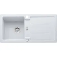 Franke lavello STRATA STG 614 Glacier con valvola eccentrica / dimensioni di incasso: 840 x 415 cm / lavello da appoggio