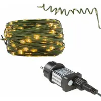Idena 18 metri di catena luminosa con 480 micro LED a luce calda, timer di 8 ore, lunghezza totale 52,9 metri, adatta per interni ed esterni, con alimentatore
