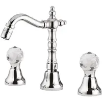 Casa Padrino Lavabo , miscelatore a 3 fori con dettagli in cristallo Swarovski argentato, altezza 20 cm