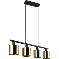 TRIO Lampada a sospensione, 4 luci, oro nero, L 75 cm