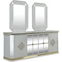Casa Padrino Set di mobili art déco bianco/oro - 1 credenza e 2 specchi - Nobile e magnifico