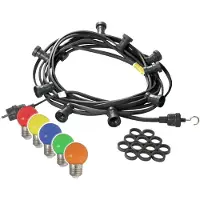 SPICELITE Catena luminosa decorativa per interni/esterni, 5 metri - Catena luminosa esterna nera - Prodotto in Germania - 10 lampadine LED colorate a forma di sfera