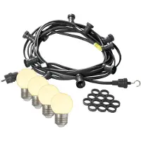 SPICELITE Catena luminosa decorativa per interni/esterni, 10 metri - Catena luminosa nera per esterni, prodotta in Germania, con 20 lampadine a LED sferiche bianco caldo