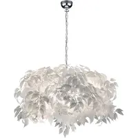 TRIO Leuchten Lampada a sospensione Leavy, cromo/bianco, Ø 70 cm, plastica
