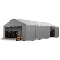 TOOLPORT Tendone deposito 5x10 m PVC 700 N tenda capannone impermeabile grigio