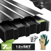GARMIO Lamiera profilata Trapezoidale Amalfi 129 Set da 12 pezzi Lamiera per tetto 129x45 cm, acciaio zincato nero