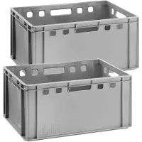 BURI 2 contenitori rettangolari grigi per alimenti, modello E3, conformi alle normative europee, ideali per lo stoccaggio e la conservazione. Dimensioni: 60x40x30 cm. Impilabili. Prodotto in Germania