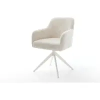 DELIFE Sedia girevole Greg-Flex Plüsch Crema-Bianco Base a croce larga Bianco Girevole a 360° Funzione oscillante Materasso a molle insacchettate