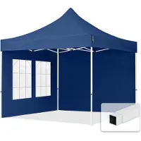 TOOLPORT 3x3m gazebo pieghevole con laterali (finestre), ECONOMY acciaio, blu scuro