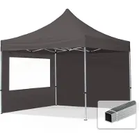 TOOLPORT 3x3m gazebo pieghevole con laterali (finestre panoramiche), ECONOMY alluminio, grigio scuro