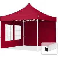 TOOLPORT 3x3m gazebo pieghevole con laterali (finestre), ECONOMY acciaio, rosso