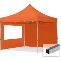 TOOLPORT 3x3m gazebo pieghevole con laterali (finestre panoramiche), ECONOMY alluminio, arancione