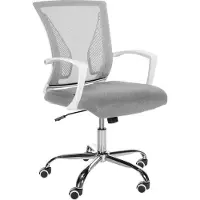 CLP Sedia da ufficio regolabile in altezza Tracy I. Sedia ergonomica da scrivania con rivestimento in rete, braccioli imbottiti e struttura cromata, colore: grigio chiaro