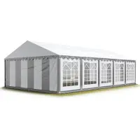TOOLPORT Tendone per feste 4x10 m PVC grigio-bianco 100% impermeabile Tendone da esterno Tenda party