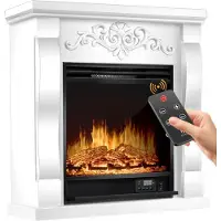 Kesser Caminetto elettrico da pavimento, effetto fiamma 3D LED, 1800W, con timer settimanale e termostato