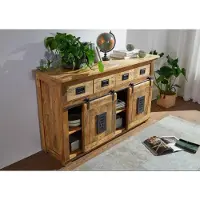 MASSIVMOEBEL24.DE MASSIVMOEBEL24 | credenza in legno di Mango 150x45x90 mango naturale laccato RAILWAY #120