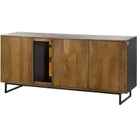 MASSIVMOEBEL24.DE MASSIVMOEBEL24 | Credenza in legno di Mango / Legno riciclato 180x47x81 Laccato / nero / naturale DAVIS #21