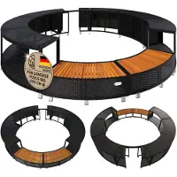 Casaria Cornice Vasca Idromassaggio Polyrattan Ø206cm Nero