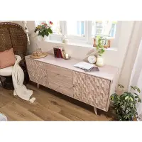 MASSIVMOEBEL24.DE MASSIVMOEBEL24 | credenza in legno di Acacia 180x42x75 bianco laccato MOSAYK #200