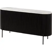 MASSIVMOEBEL24.DE MASSIVMOEBEL24 | Credenza in legno di Mango 145x40x76 Laccato nero - marmo bianco BARCELONA #103