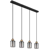 Globo Lampada a sospensione, metallo, nero opaco, vetro fumé, L 78 cm