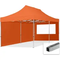 TOOLPORT 3x6m gazebo pieghevole con laterali (finestre panoramiche), ECONOMY alluminio, arancione