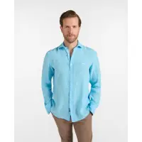 HARMONT & BLAINE per uomo. CRQ001012833I Camicia in puro lino turchese semplice (XXL), Casual, Classico, Manica lunga