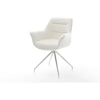 DELIFE Sedia da pranzo Kaira-Flex Bouclé Soft Beige con base a croce conica in acciaio inossidabile