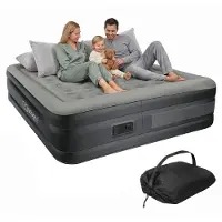 ECD-Germany Materasso gonfiabile per 2 persone, 203x157x47 cm, colore grigio. Letto gonfiabile autogonfiante con pompa d'aria a 230V. Materasso gonfiabile, letto per ospiti, letto matrimoniale