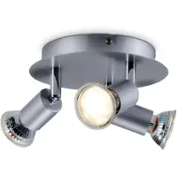 B.K.Licht Plafoniera LED, include 3 lampadine LED GU10 da 3W, luce calda, faretti da soffitto, lampada moderna con 3 luci orientabili, forma circolare, corpo metallo, 230V IP20