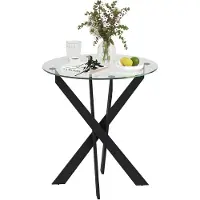 HOMCOM Tavolo da pranzo, tavolo da cucina rotondo per 4 persone con gambe in acciaio