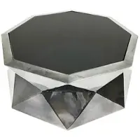 Casa Padrino tavolo da salotto argento / nero 101 x 101 x h. 35 cm - tavolino di design con piano in vetro