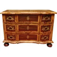 Casa Padrino Cassettone barocco intarsiato marrone 127 cm con decorazioni nobiliari