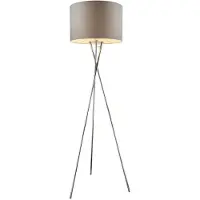Etc-shop Lampada da terra LED RGB con paralume grigio in tessuto, modello GUSTAV