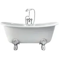 Casa Padrino Vasca da bagno liberty in pietra naturale freestanding 170 x 80 x 67 cm BCha Bianco, retro antico, piedini: Nero Standard Tradizionale