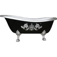 Casa Padrino Pompöös by Vasca da bagno Deluxe 169,5 x 76 x 72,5 cm di Harald Glööckler con piedi di leone argentati, freestanding nero / argento