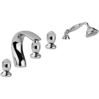 Casa Padrino Set di rubinetti a 5 fori combinati argento - Rubinetti da bagno con cristallo Swarovski