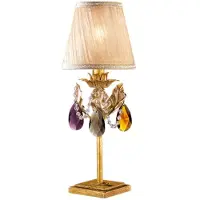 Casa Padrino lampada da tavolo barocca in cristallo oro antico / multicolore / crema Ø 17 x H. 46 cm - Magnifica lampada da tavolo in stile barocco con vetro di cristallo bohemien - Italy