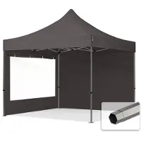 TOOLPORT 3x3m gazebo pieghevole con laterali (finestre panoramiche), PREMIUM acciaio, grigio scuro
