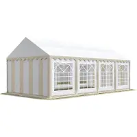 Profizelt24 TOOLPORT Tendone per feste 4x8 m PVC beige-bianco 100% impermeabile Tendone da esterno Tenda party