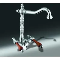 Casa Padrino Rubinetteria per lavabo in stile Art Déco "Luxus", serie Milano - Cromo / Teak - Miscelatore monocomando - 1 1/4 pollici