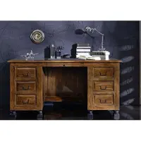 MASSIVMOEBEL24.DE | scrivania in legno di Sheesham / palissandro 150x70x75 marrone laccato NEW BOSTON #206